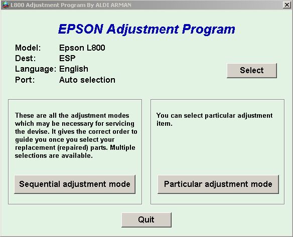 Сброс памперса Epson L800