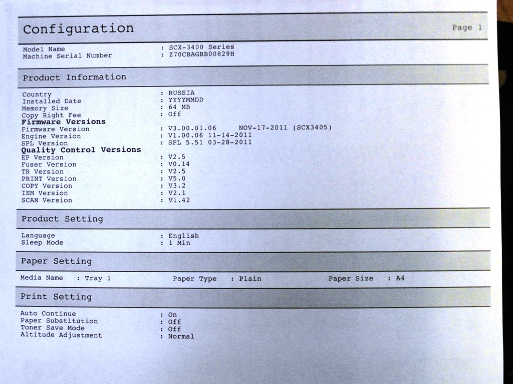 Configuration Report